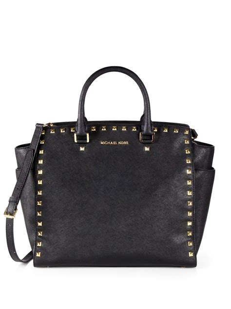 michael kors studded large tote black violet